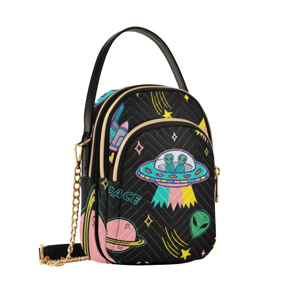 Cell Phone Purse Outerspace Alien Rocket Crossbody Handbag Durable Shoulder :[
